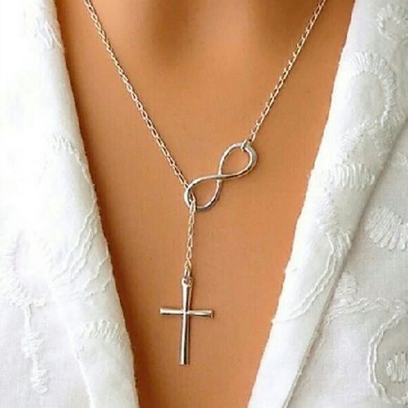 Infinity & Cross Silver Necklace - Picture 1 of 1